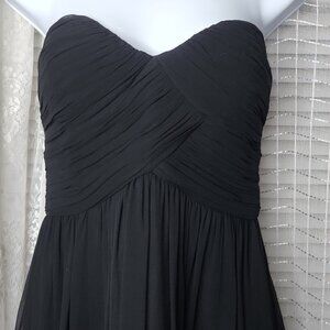 Donna Morgan Black Silk Chiffon Strapless Formal Prom Bridesmaids Mini Dress Sz6